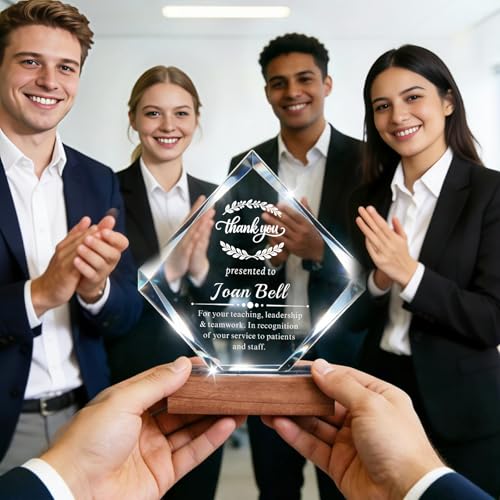 Image of Custom Crystal Award Trophy, Personalized Trophy with Company Logo & Text