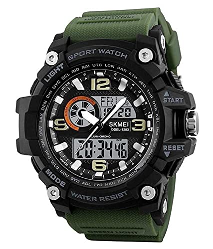 Trex-Sport- Army Green Multifunction Dual-Time Analoge-Digital Alarm Wrist Watch for Men (B094ZG3NSF) Amazon Price History, Amazon Price Tracker
