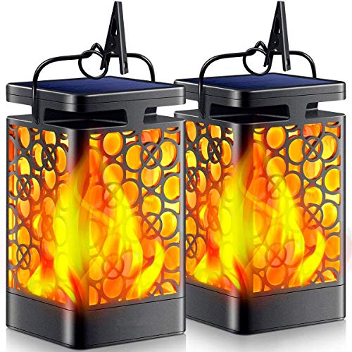 iRonrain Lanterne Solaire Lumières Danse Flamme Étanche Lanterne Suspendue Extérieure Parapluie Solaire LED Veilleuses Auto On/Off Paysage Décoratif pour Jardin Patio Pont Cour Chemin (2Pcs Cuboid) Cover