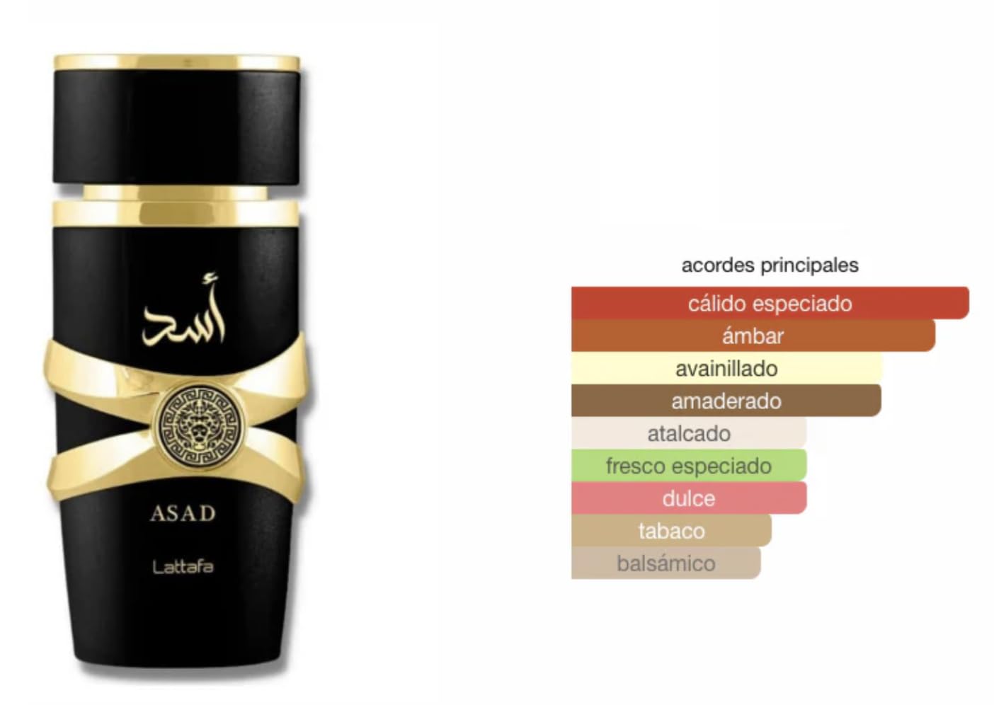Lattafa Asad Eau de Parfum 100 ml, Perfume Árabe para Hombre de Larga Duración, Incluye Atomizador, Fragancia masculina árabe intensa ambarada especiada con vainilla tabaco y haba tonka (Asad)