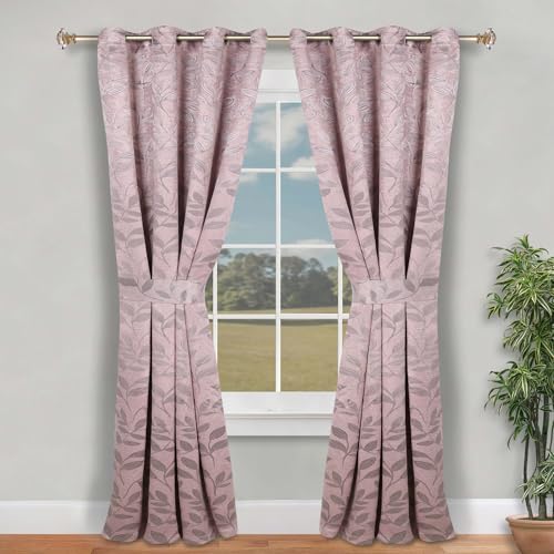 SUPERIOR Semi Blackout Curtains - Modern Leaves - 46" x 84" - Grommet Header - Thermal Insulated, Sun Blocking & Room Darkening Drapes for Bedroom, Living Room - Set of 2 Panels - Blush