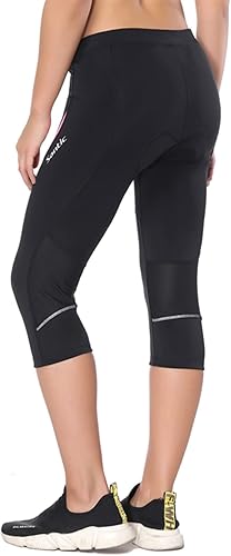 Miniatura 4 de Santic Pantalones de ciclismo para mujer, 4D, acolchados, pantalones capri de ciclismo 34, mallas de ciclismo Capris de bicicleta