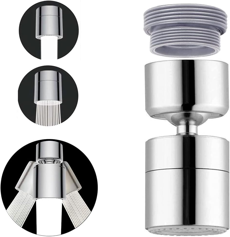 ALD760, ABS Dual Flow Aerator with Adjustable Joint | kitchen Tap extender | 360 Degree Rotation | Fits F22 and M24 mm taps