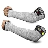 Esta funda protectora para brazo está hecha de polietileno de alto rendimiento (HPPE), fibra de vidrio y fibras sintéticas que hace que sea resistente a los cortes y al desgaste, proporciona protección contra cortes y abrasiones para nuestras manos mientras trabajas en el jardín.