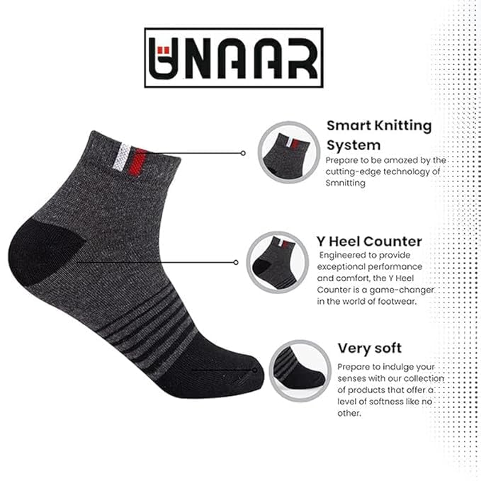 Image of Super Multicolor Cotton Ankle Length Socks for Men - Durable Socks Combo for Running, Gym, and Everyday Wear, Stylish and Comfortable Men's Socks for Active Lifestyles - Pack of 5 (Model-Super)