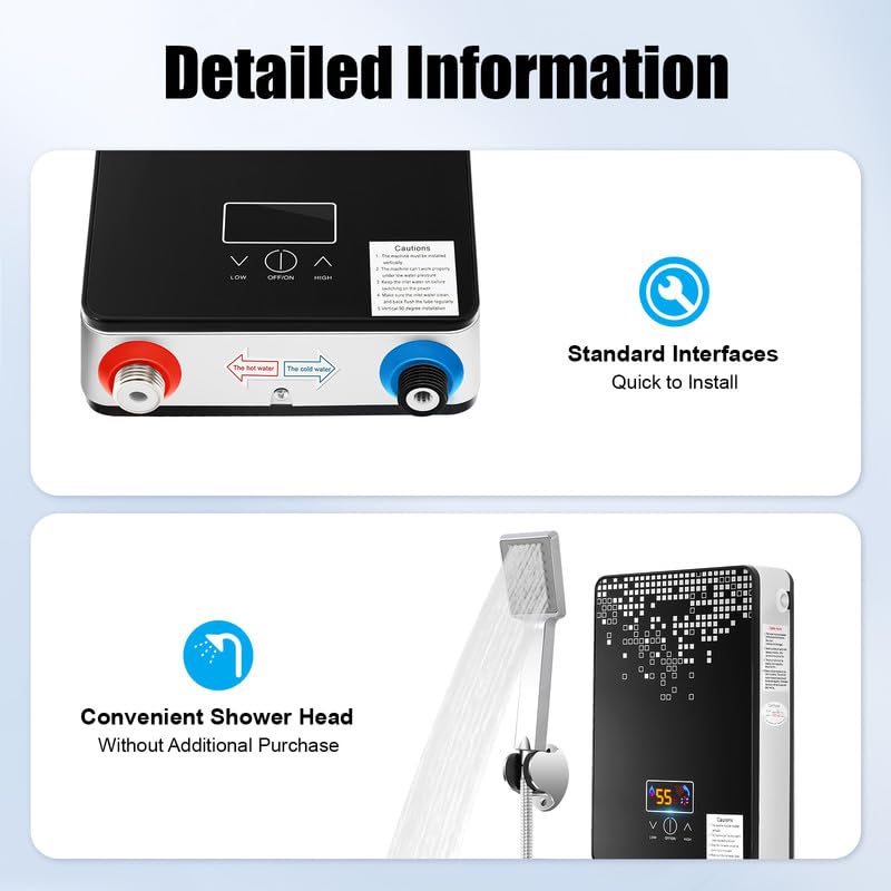 Calentador De Agua Eléctrico Compacto Para Montaje En Pared, Termo Eléctrico Con Indicador LED Para Cocina Y Baño, Negro