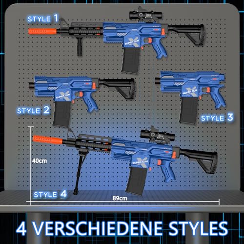 Kamaso Elektrisch Spielzeug Pistole für Kinder Gun Sniper, 2 Magazin 100 Darts, Foam Blaster mit Zielfernrohr für Scharfschützengewehr, Elektrisch Spielzeug-Geschenk für Junge ab 8-12 Jahren