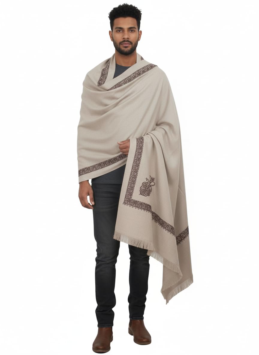 KAVIM Grey Wool Printed Men's Shawl KA-SWL-54-picture-27