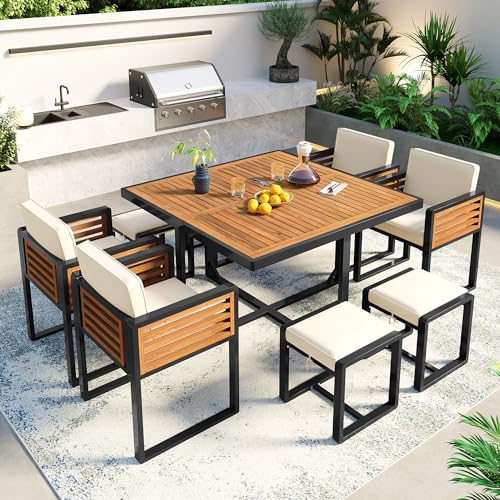 Merax 9 Pieces Outdoor Dining Set for 8 People