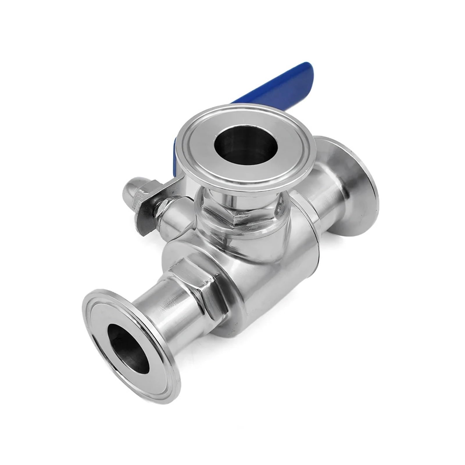Zawór kulowy sanitarny 3-drogowy ze stali nierdzewnej SS304 — 19–51 mm z tuleją przyłączeniową T/L Tri Clamp 1,5”/2” do żywności farmaceutycznej Homebrew Płyn przemysłowy(T-port,45mm Ferrule 64)