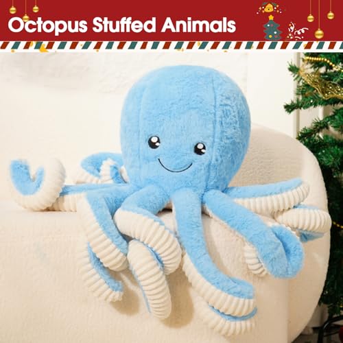 Image of DENTRUN Octopus Plush Toy, Cute Stuffed Animal in 5 Colors 4 Sizes for Gift | 7 /16 /24 /32 inch sizes, 5 vibrant colors, soft plush sea animal, giant gift for all ages, birthday /Xmas /Halloween