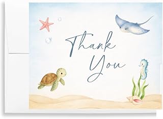 The Invite Lady Sea You Soon Thank You Cards Tropical Notecards Blank In...