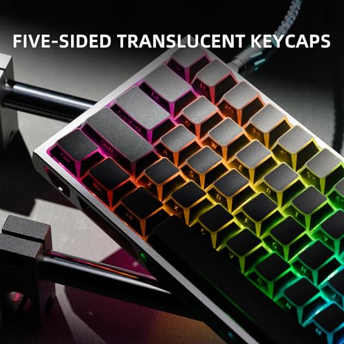 Image of XVX Shine Through PBT Keycaps, Gradient Gray Keyboard Keycaps Cherry Profile, Custom Side Printed Keycap Sets Suitable for 60% 65% 75% 80% 100% Mechanical Keyboard