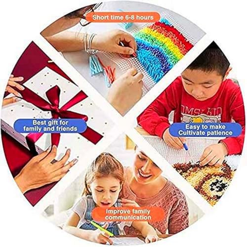 Image of German Shepherd Latch Hook Kits Pillow Color Printed Canvas Cushion Crochet Yarn Needlework Hook Latch Kit DIY Embroidery Pillowcase Rug Cover Home Sofa Christmas Decoration 43x43cm(3)