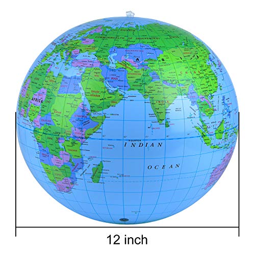 Coopay 5 Pack Inflatable Globe PVC World Globe Inflatable Earth Beach Ball for Beach Playing or Teaching - Thumbnail 2