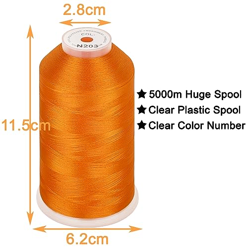 Image of New brothread - Single Huge Spool 5000M Each Polyester Embroidery Machine Thread 40WT for Commercial and Domestic Machines - Orange (Janome Color)