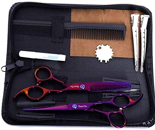Preisvergleich Produktbild HZWLF Friseurschere Friseurschere Werkzeugset Buntes geräuschfreies Haarschneiden Rundkopf Flachschnitt Zahnkombination Haushaltsset Mit Tasche