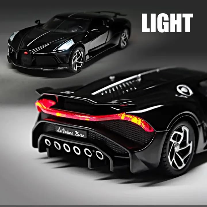 Image of Alokik Enterprise 1:32 Bugati La Voiture Noire Diecast Metal Pull Back Car with 6 Openable Doors with Sound and Light Toy Decoration car Best Gift Toys for Kids 【Color As Per Stock】