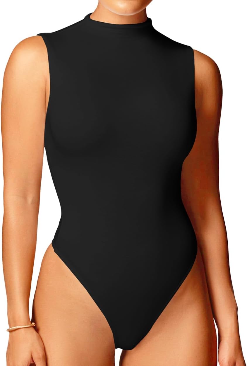 WAYMAKER Mock Neck Bodysuits for Women Sleeveless Basic Tank Top Body Suit Shirts - Image 2