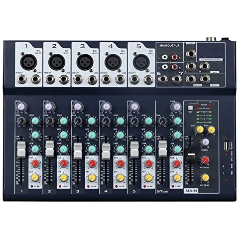 Weymic Professional Mixer | 7-Channel 2-Bus Mixer/w USB Audio Interface,Stereo Equalizer,DSP Effects for Recording DJ Stage Karaoke Music Application Cover