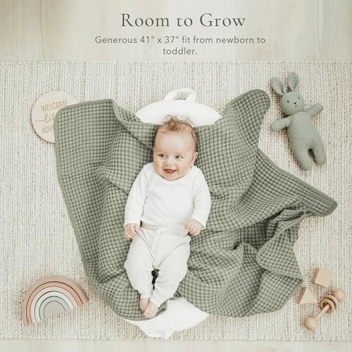 Image of Konssy Waffle Baby Blanket for Boys & Girls, Soft Newborn Swaddle Blanket