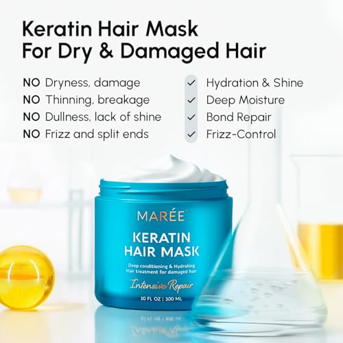 maree deep conditioning hair mask for damaged hair treatment - keratin hair care for hydrating growth repair moisturizing - dry curly color refreshing - tratamiento mascarilla para el cabello seco