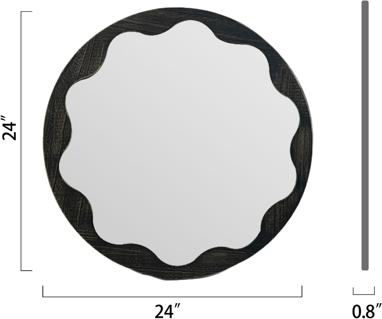 COOL2DAY Round Wood Wall Mirror 24 Inches, Large Circle Mirrors with Black Wood Frame,Decorative Wall Mounted Mirror for Bathroom, Entryway, Dining Room or Living Room