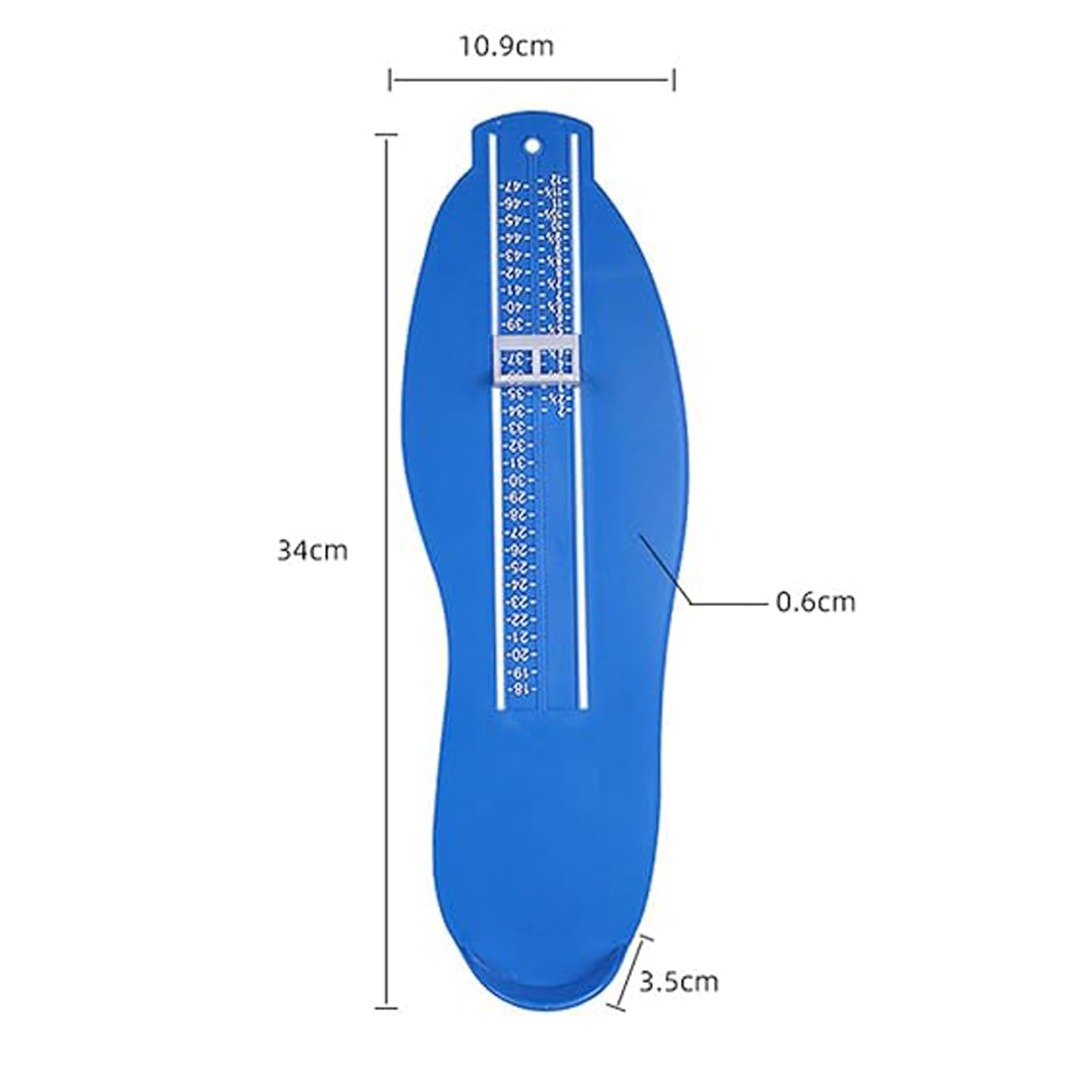 Pedimetre Enfants et Adultes, Mesure Pied, Pointure Chaussure Mesurer, Appareil De Mesure Du Pied, Jauge de Pied, Dispositif de Mesure pour Déterminer la Pointure 18 à 47(Bleu), 1PC