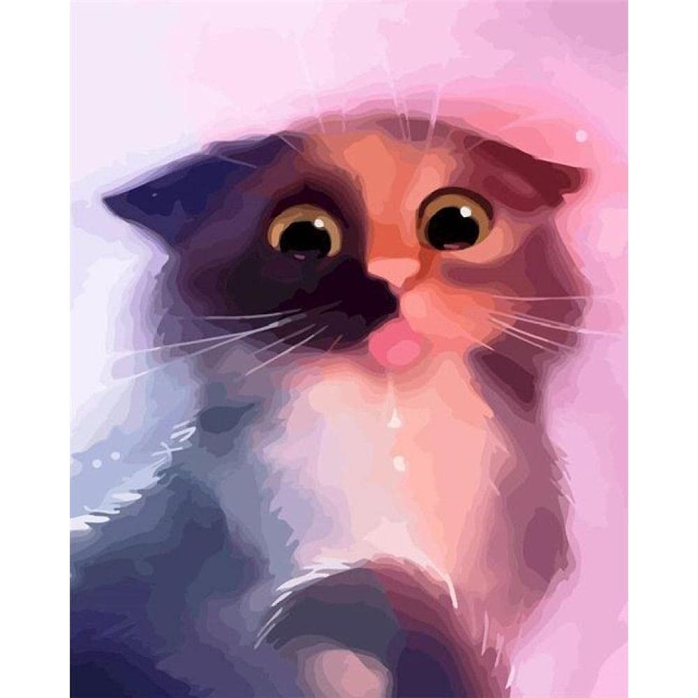 Paint by Numbers for Adult Diy Painting By Numbers Cat Canvas Colouring Animals Handpainted Kits Gift Wall Decor 50X40cm (20x16inch) Without Frame