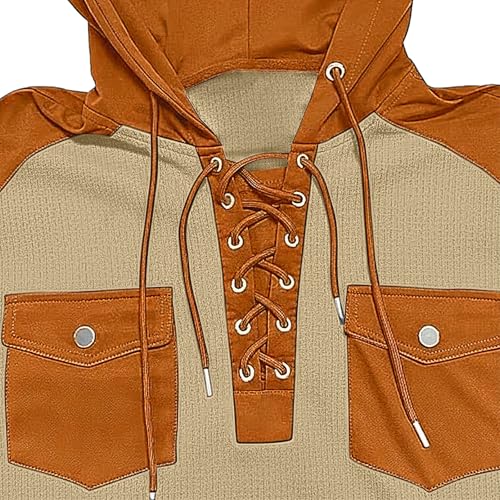 Sudadera de gamuza para hombre combinada con capucha en color caqui talla M 4