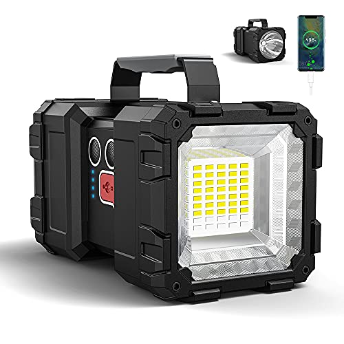 Bright Rechargeable Flashlight，JODK Portable Handheld Spotlight Searchlight with 3+4 LED Lights Modes, High Lumen Waterproof Flashlight Portable Light Weight-Large