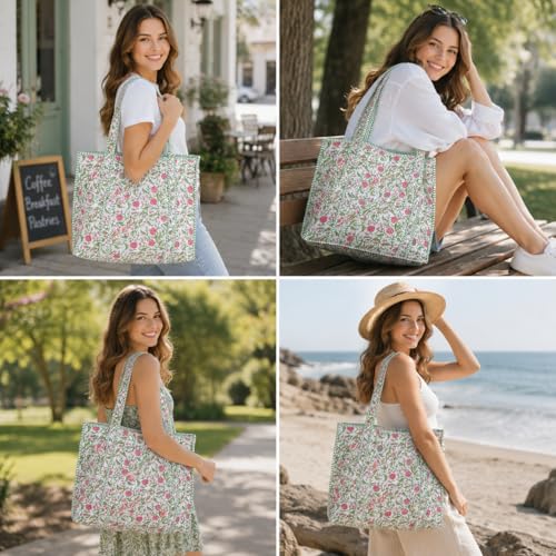 Bolso Tote de Algodón con Estampado Floral, Hecho a Mano miniatura 2