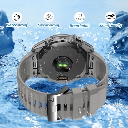 Image of Silicone Band for Garmin Enduro 3 2 /Fenix 8 pro /tactix 8 AMOLED 51mm /Fenix 7X /6X pro sapphire solar /5X plus, 26mm Quickfit Sprot Watch Strap Replacement for Descent Mk2i /3i /epix Pro /quatix 8 51mm