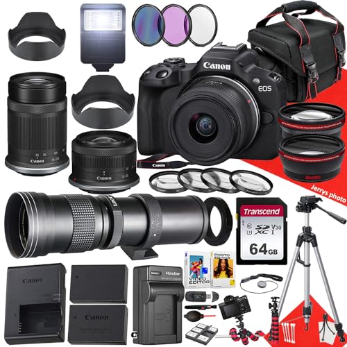 Canon EOS R50 Mirrorless Camera with 18-45mm, 55-210mm and 420-80...
