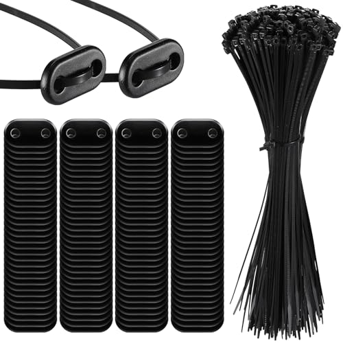 Sinmoe 150 Ensemble Kit de Fixation pour Brise-Vue y Compris les Attaches de Câble et Fixation des Plaques de Montage Kit de Montage en PVC pour Tapis d'Intimité Clôtures de Jardin(Noir)