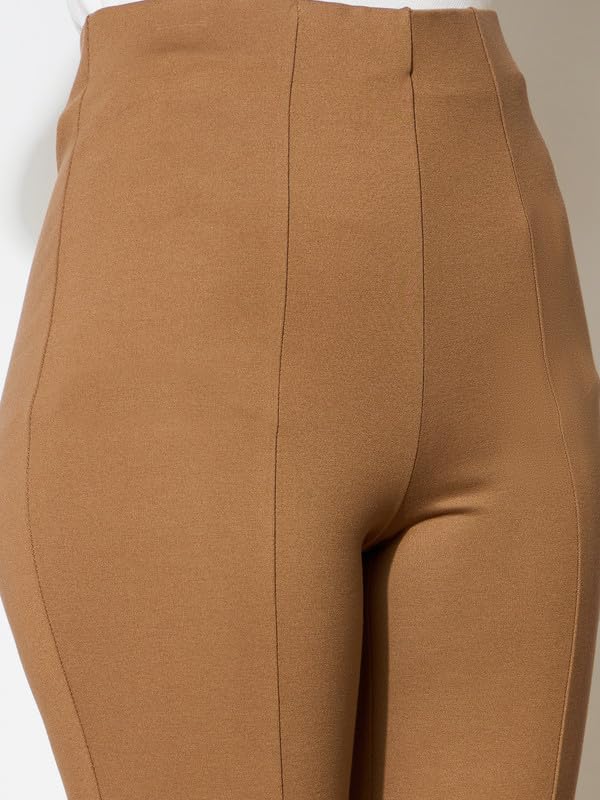 Image of Black Front Slit 4-Way Stretch Slim Pants