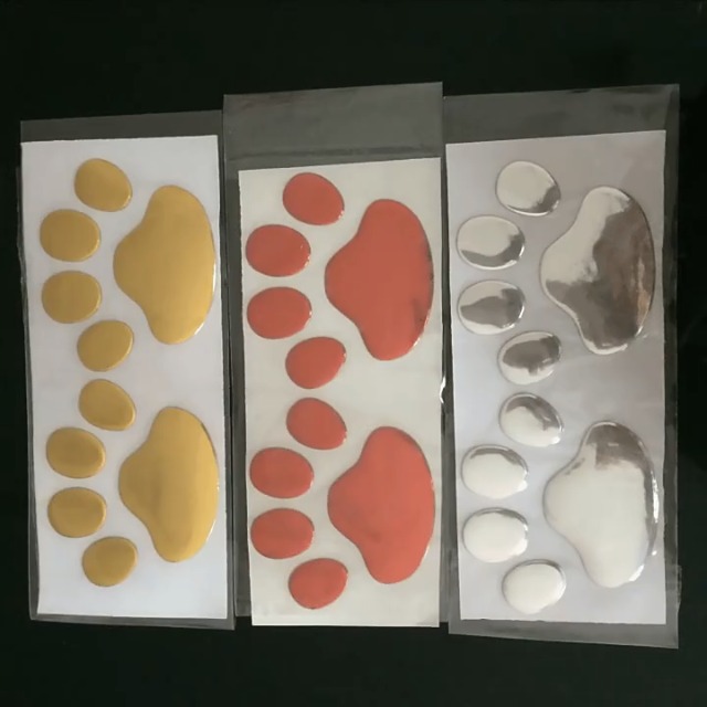 MINGZE Adesivi 3D Zampe Di Cane Cromate Per Auto - 4 Pezzi Decorazione Interni/Esterni Per Cruscotto E Carrozzeria - Foto 5