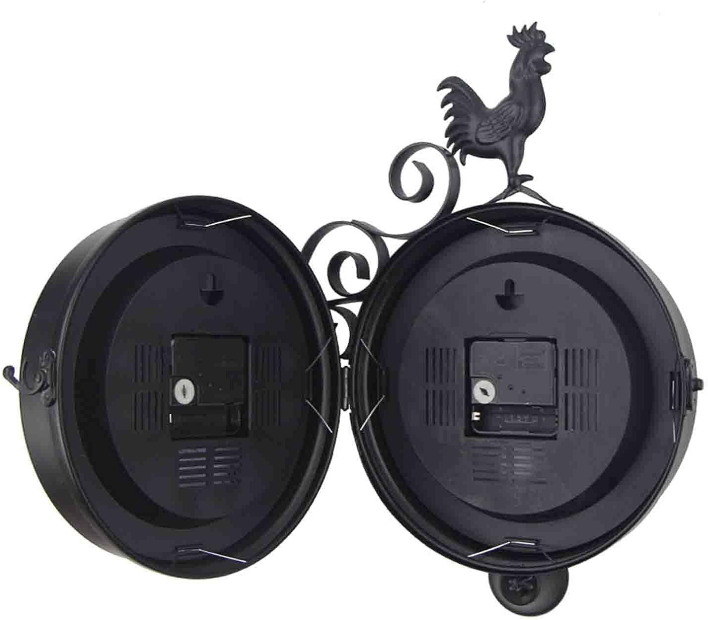 Outdoor Garden Wall Clock Hanging Wall Clock with Cockerel Bell Shape Outdoor Wrought Iron Garden Clock Innovative Fashion Double-Sided Wall Metal Clock - Wall Clocks Vintage