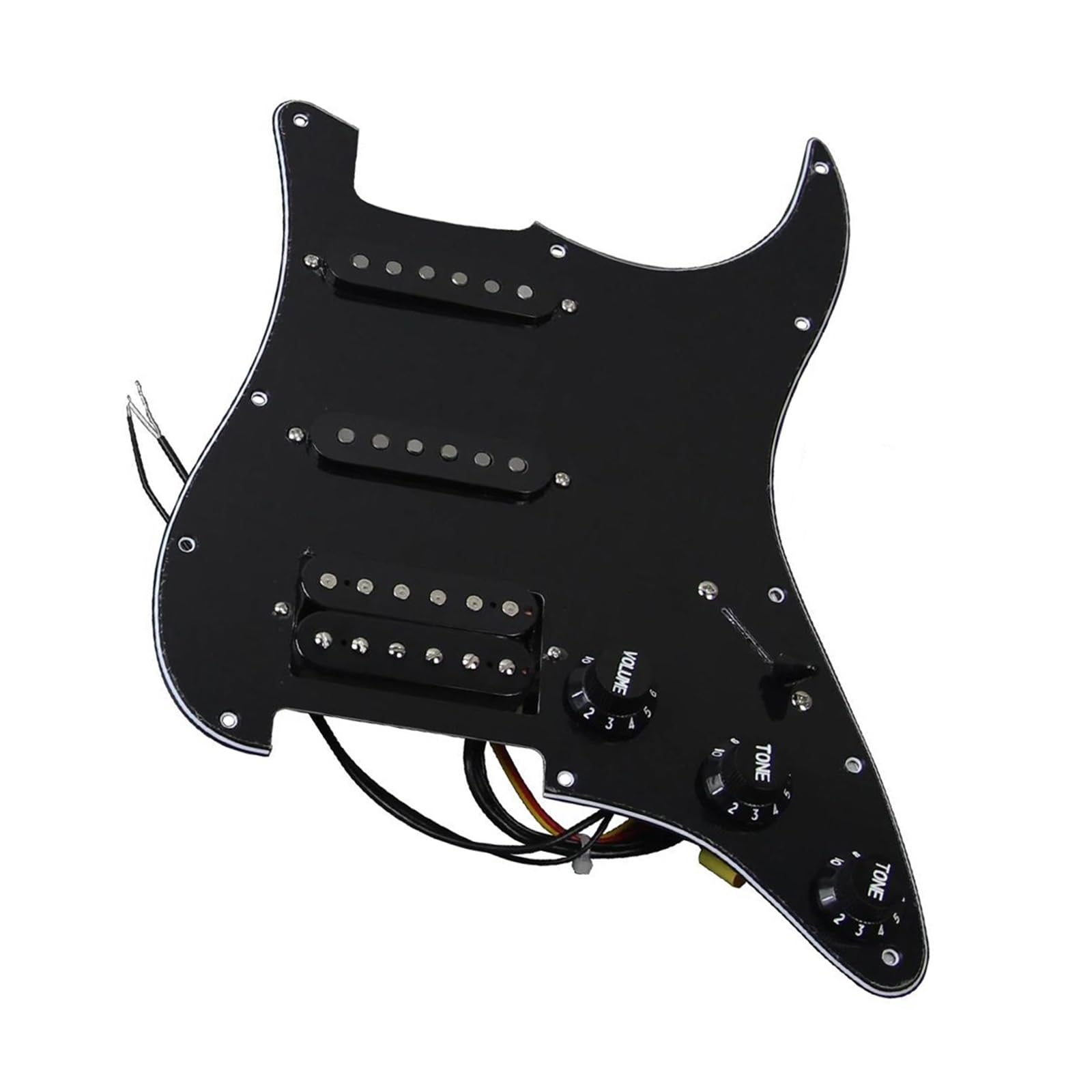 Placa Para Pastilla De Guitarra HSS Precableada Color Negro Conjunto GolpeadorPrecableado Guitarra Eléctrica