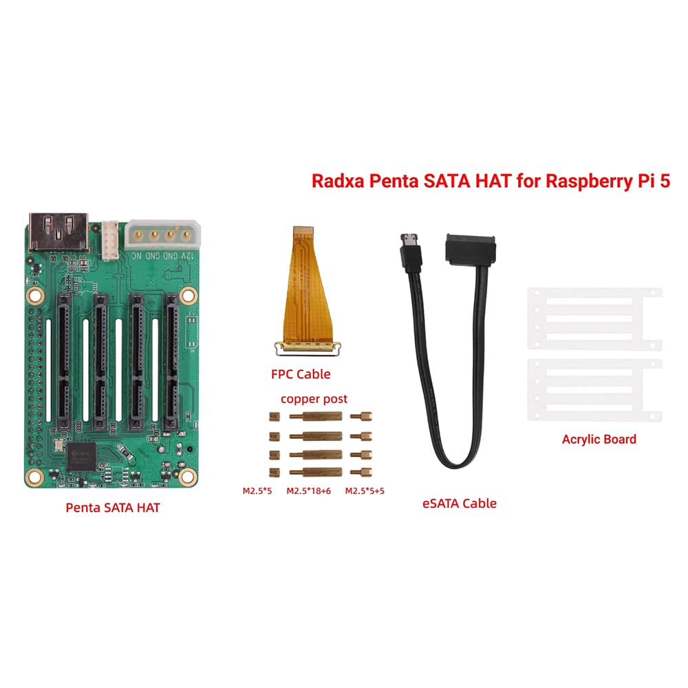 Raspberry Pi 5 Penta SATA HAT – Jusqu'à 5 disques SATA