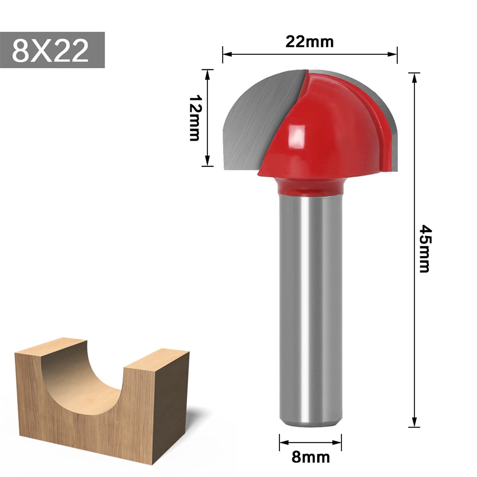 Frezy do routerów CNC, Zestaw frezów do drewna z trzpieniem kulistym 6/8 mm 45 Stalowy węglik YG8 Wiele rozmiarów(5Pcs one set 8mm)