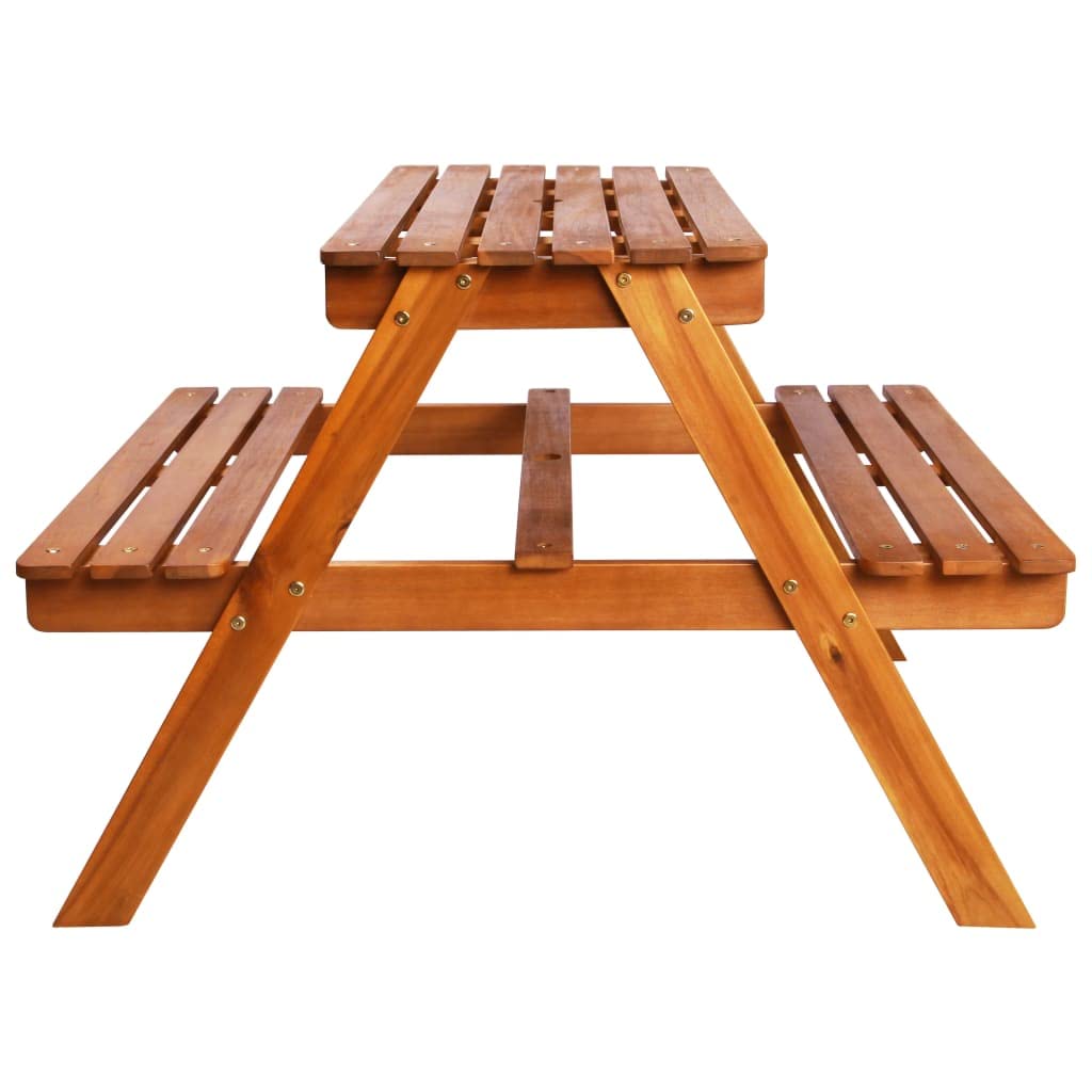 Tavolo da picnic per bambini, in legno di acacia, 79 x 90 x 60 cm, con ombrellone rimovibile, resistente alle intemperie e leggero, per giardino, terrazza e balcone