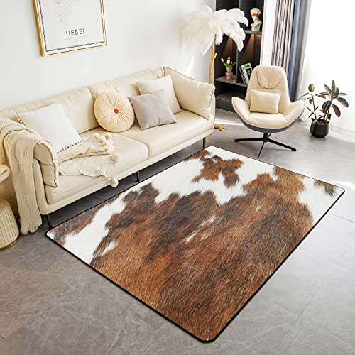 Homemissing Vache Tapis de Salon 150x200cm décoration en Cuir de Vache Tapis de Salon décoration d'intérieur Ferme Western Farm Animal Cuir Tartan imprimé...