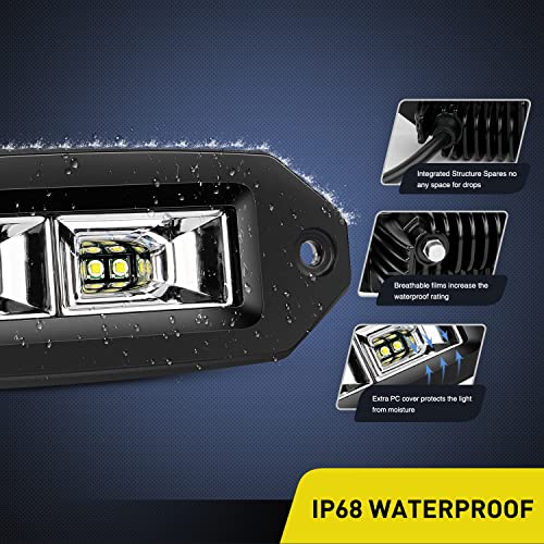 Image of Nilight 2Pcs 40W Flush Mount LED Pods Flood LED Work Light Bar, Off Road Backup Driving Lights Fog Lamp for Jeep Bumper ATV UTV SUV Truck Boat (Pack of 10)