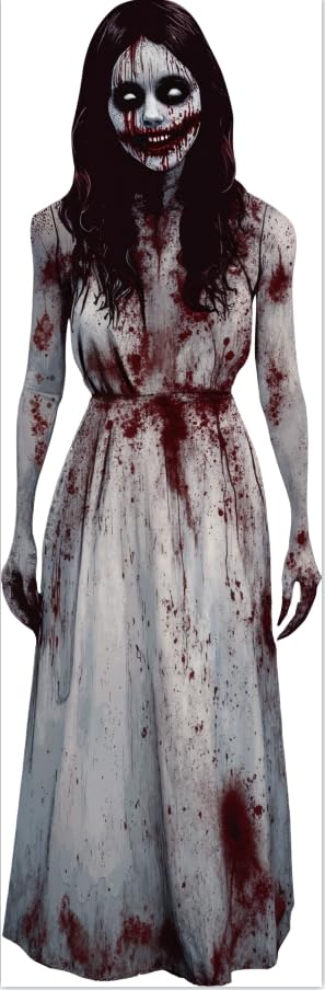 HPNIUB Halloween Geisterfrau Blutig Fensteraufkleber Horror Wandbild 100x35cm