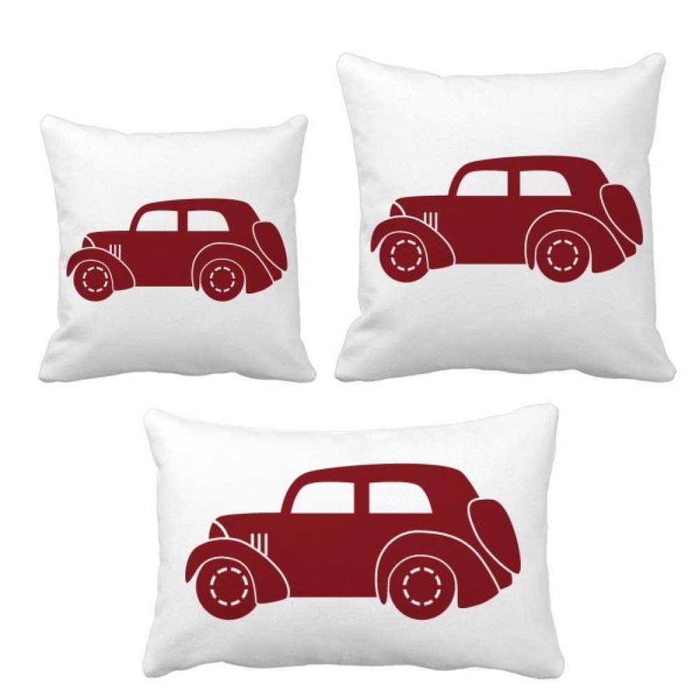 Housse de coussin géométrique déhoussable motif voiture rouge 45x45 cm