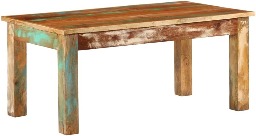 vidaXL Coffee Table - Retro, Solid Reclaimed Wood, Robust, Handmade, Ideal for Living Room/Dining Room/Bedroom/Office - 39.4"x21.7"x17.7"