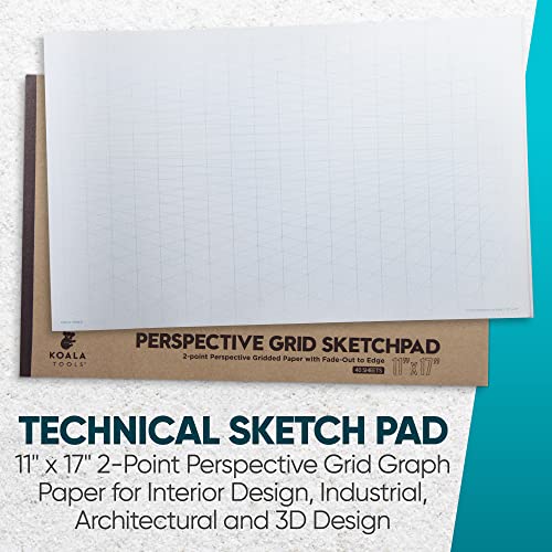 Koala Tools | Drawing Perspective (1 and 2-Point) Large Sketch Pad (2 Point - 11 x 17) - Thumbnail 2