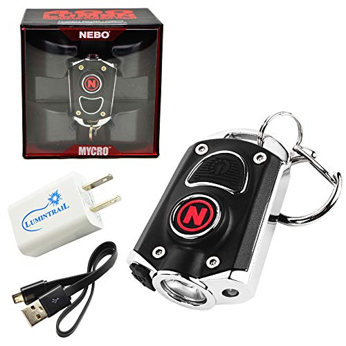 NEBO Mycro 400 Lumen USB Rechargeable Keychain Pocket Flashlight Bundle with Lumintrail USB