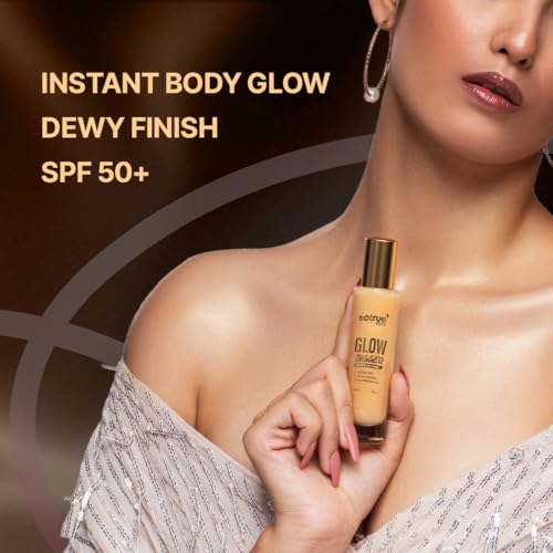 Image of Sotrue Glow Digger Body Glow Spray | Pearlescent Gold Shimmer Mist for Radiant Skin | Lightweight, Waterproof & Non-Greasy Body Highlighter | Hydrating Body Makeup for Women (Pack of 2)